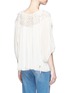 Back View - Click To Enlarge - CHLOÉ - Embroidered mesh drawstring yoke crépon blouse