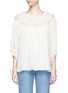 Main View - Click To Enlarge - CHLOÉ - Embroidered mesh drawstring yoke crépon blouse