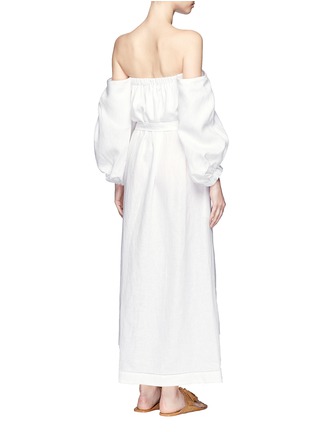 Back View - Click To Enlarge - LISA MARIE FERNANDEZ - Balloon sleeve off-shoulder linen maxi dress