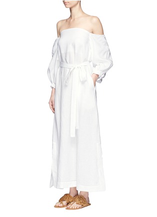 Front View - Click To Enlarge - LISA MARIE FERNANDEZ - Balloon sleeve off-shoulder linen maxi dress