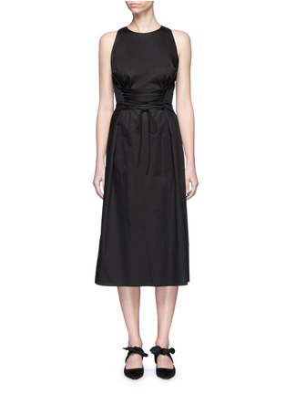 Main View - Click To Enlarge - THE ROW - 'Lao' lace-up waist cotton poplin dress