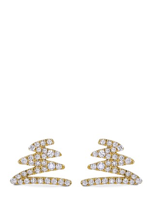 Main View - Click To Enlarge - KHAI KHAI - 'Zigzag' diamond 18k yellow gold earrings