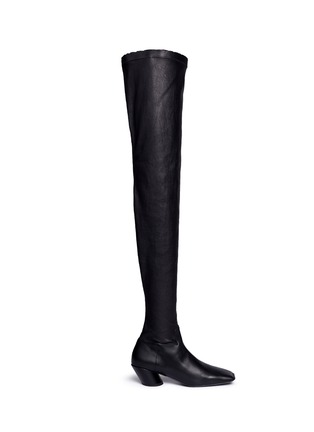 Main View - Click To Enlarge - BALENCIAGA - Inclined heel thigh high leather boots