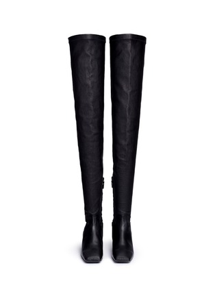 Figure View - Click To Enlarge - BALENCIAGA - Inclined heel thigh high leather boots
