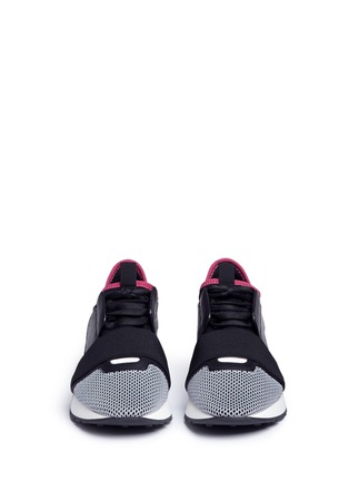 Front View - Click To Enlarge - BALENCIAGA - 'Race Runners' leather and mesh neoprene sock sneakers