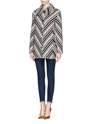Front View - Click To Enlarge - TORY BURCH - 'Tavia' chevron jacquard jacket