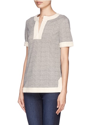 Front View - Click To Enlarge - TORY BURCH - 'Selda' crochet trim linen tunic