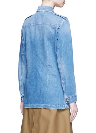 Back View - Click To Enlarge - CLOSED - 'Blade' denim military long jacket