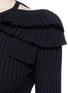 Detail View - Click To Enlarge - EMILIO PUCCI - Ruffle cutout shoulder rib knit top