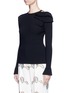 Front View - Click To Enlarge - EMILIO PUCCI - Ruffle cutout shoulder rib knit top