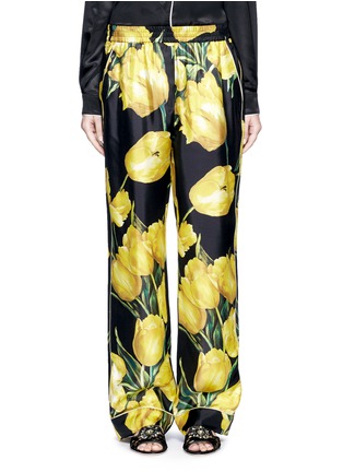 Main View - Click To Enlarge - - - Tulip print silk twill pyjama pants
