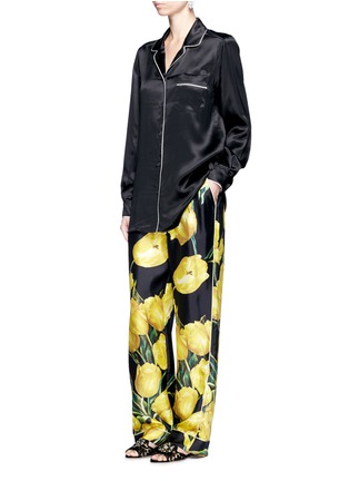 Figure View - Click To Enlarge - - - Tulip print silk twill pyjama pants