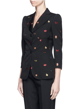 Front View - Click To Enlarge - ALEXANDER MCQUEEN - Fil coupé cropped sleeve jacket