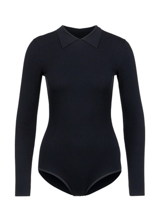 Main View - Click To Enlarge - ALAÏA - Point collar wool blend knit bodysuit