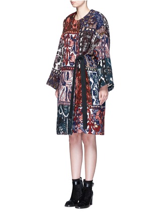 Front View - Click To Enlarge - CHLOÉ - Tapestry jacquard wrap coat