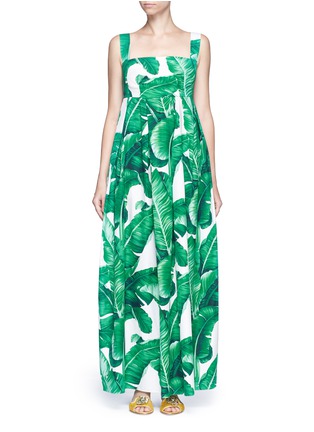 Main View - Click To Enlarge - - - Banana leaf print poplin maxi dress