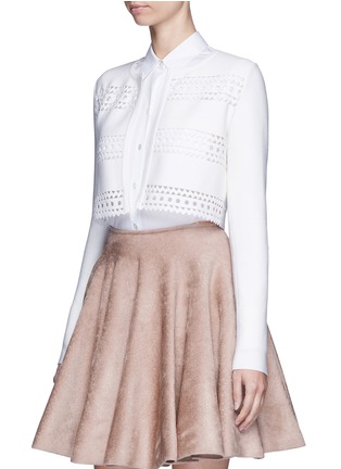 Front View - Click To Enlarge - ALAÏA - 'Vienne d'hiver' geometric cutout cropped cardigan