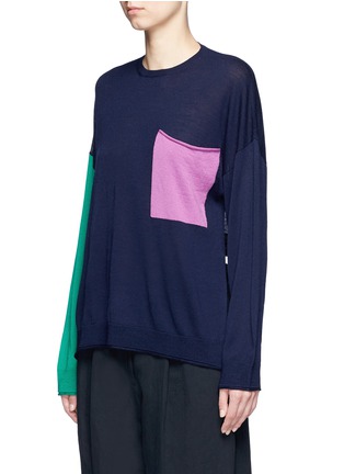 Front View - Click To Enlarge - PORTS 1961 - Colourblock pocket wool sweater