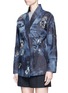 Front View - Click To Enlarge - VALENTINO GARAVANI - Butterfly embroidered tie dye print denim kimono jacket