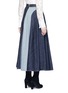Back View - Click To Enlarge - LANVIN - Wavy fade panel denim skirt