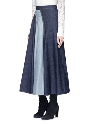 Front View - Click To Enlarge - LANVIN - Wavy fade panel denim skirt