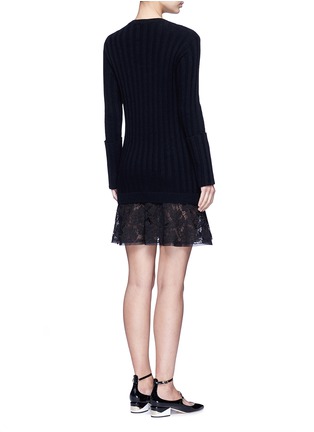 Back View - Click To Enlarge - VALENTINO GARAVANI - Lace hem virgin wool-cashmere sweater dress
