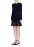 Front View - Click To Enlarge - VALENTINO GARAVANI - Lace hem virgin wool-cashmere sweater dress