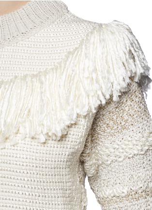 Detail View - Click To Enlarge - LANVIN - Fringed shoulder metallic tweed knit sweater