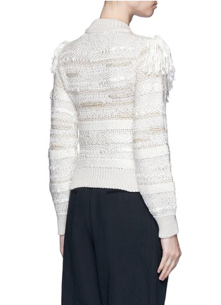 Back View - Click To Enlarge - LANVIN - Fringed shoulder metallic tweed knit sweater