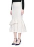 Front View - Click To Enlarge - LANVIN - Asymmetric ruffle linen blend midi skirt