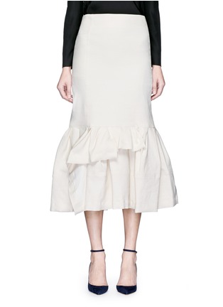 Main View - Click To Enlarge - LANVIN - Asymmetric ruffle linen blend midi skirt