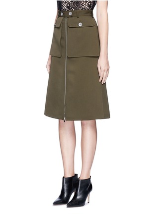Front View - Click To Enlarge - ALEXANDER MCQUEEN - Cavalry twill zip front military skirt