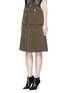 Front View - Click To Enlarge - ALEXANDER MCQUEEN - Cavalry twill zip front military skirt