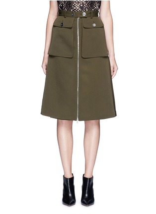 Main View - Click To Enlarge - ALEXANDER MCQUEEN - Cavalry twill zip front military skirt