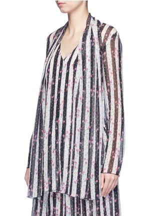 Front View - Click To Enlarge - LANVIN - Stripe floral print silk blouse