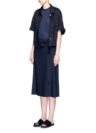 Figure View - Click To Enlarge - HELMUT LANG - Wrap back overlay crepe skirt
