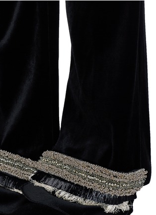 Detail View - Click To Enlarge - TOGA ARCHIVES - Embroidered cuff bonded velvet pants