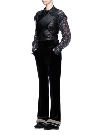 Figure View - Click To Enlarge - TOGA ARCHIVES - Embroidered cuff bonded velvet pants