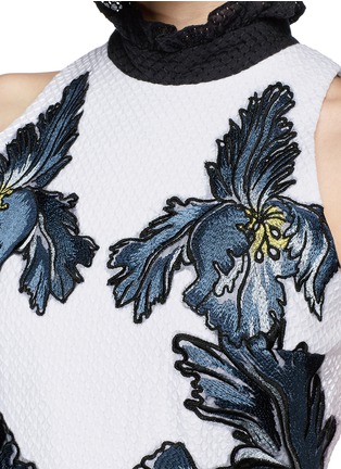 Detail View - Click To Enlarge - ERDEM - 'Hudson' floral embroidery waffle cotton dress