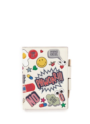 Main View - Click To Enlarge - ANYA HINDMARCH - 'Stickered-Up' leather bound two-way A5 journal