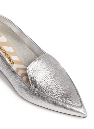 Detail View - Click To Enlarge - NICHOLAS KIRKWOOD - 'Bottalato' metallic heel grainy leather loafers