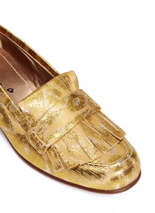 Detail View - Click To Enlarge - LANVIN - Metallic brocade fringe loafers