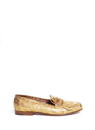 Main View - Click To Enlarge - LANVIN - Metallic brocade fringe loafers