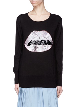Main View - Click To Enlarge - MARKUS LUPFER - Candy stripe sequin Lara lip sweater