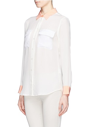 Front View - Click To Enlarge - EQUIPMENT - Slim Signature contrast collar silk shirt