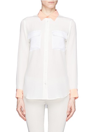 Main View - Click To Enlarge - EQUIPMENT - Slim Signature contrast collar silk shirt