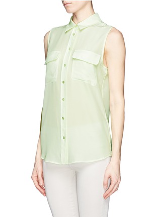 Front View - Click To Enlarge - EQUIPMENT - Slim Signature sleeveless silk shirt