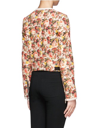 Back View - Click To Enlarge - MSGM - Leather trim floral print canvas jacket