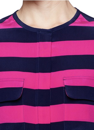 Detail View - Click To Enlarge - EQUIPMENT - Lynn stripe collarless silk shirt
