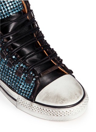 Detail View - Click To Enlarge - BLACK DIONISO - 'Vintage Sneaker Swarovski' leather sneakers